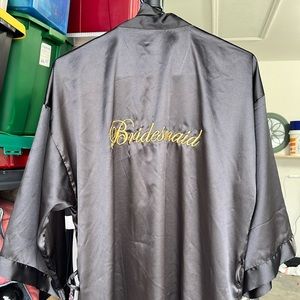 Black Bridesmaid Silk Robe
